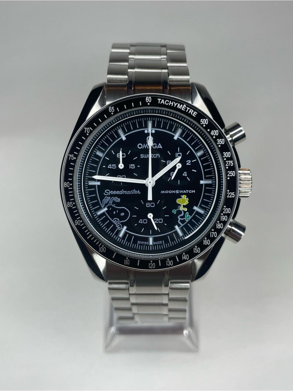 Swatch Speedmaster MoonSwatch Stainless Steel Black Dial Custom Made Mod Watch